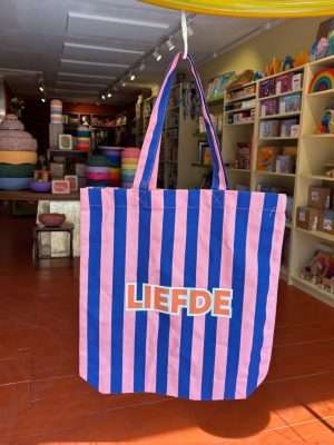 Mahoe Tas - Blauw/roze streep