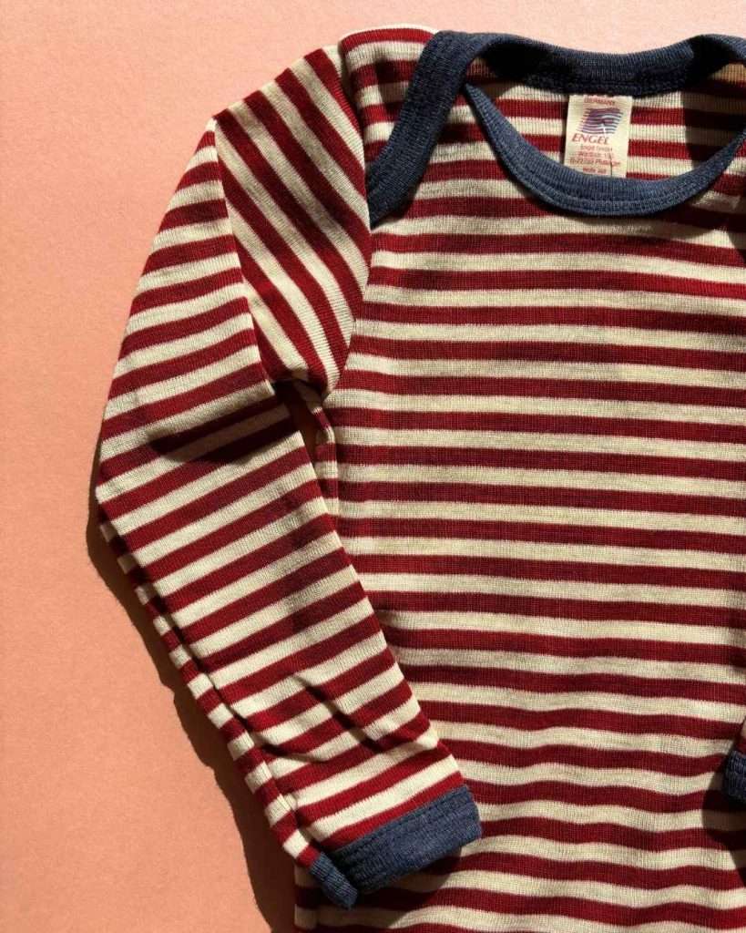 Engel Natur Romper wol/zijde - rood gestreept